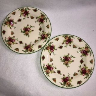 2 Royal Albert Old Country Roses Casual Classics Green Trim Salad Plates H5271