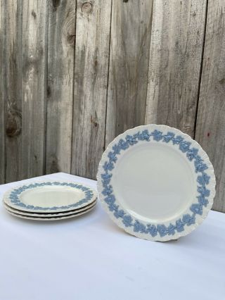 Wedgwood England Queens Ware Embossed Grapevine Blue Set Of 4 Salad Plates