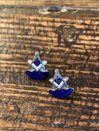 2 Vintage Masonic - 25 Years A Mason Sterling Silver Award Lapel Pins Freemason 2