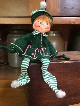 Vintage Annalee 2006 Christmas Green Candy Cane Elf 8”
