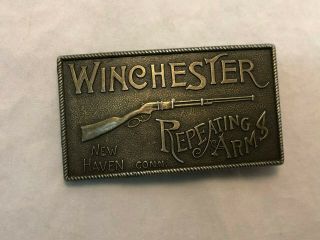 Vintage Winchester Rifle Repeating Arms Firearms Gun Antique Brass Belt Buckle