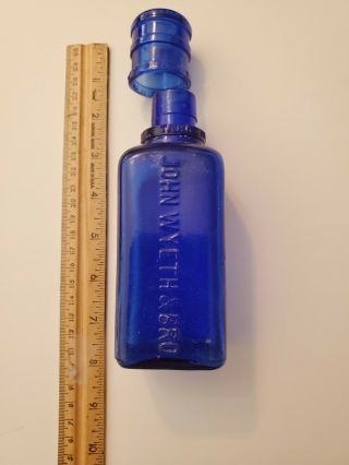 Antique John Wyeth & Bro Cobalt Blue Bottle W/ Cap
