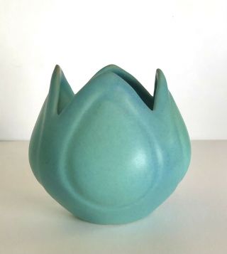 Vintage Van Briggle Tulip Turquoise Pottery Planter Vase Signed Colorado Springs