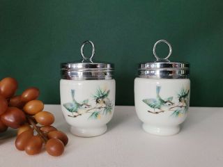 Birds By Royal Worcester - Set Of 2 Egg Coddlers - Birds In Action