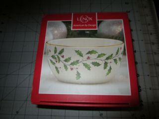 Lenox Holiday Serving Bowl Nut Candy Dish Holly American By Design 5 "
