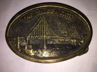 Vintage Golden Gate Bridge San Francisco California Brass Belt Buckle Usa 1970’s