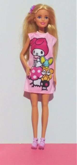 Mattel Barbie Doll Redressed Hello Kitty Dress Accessories Loose