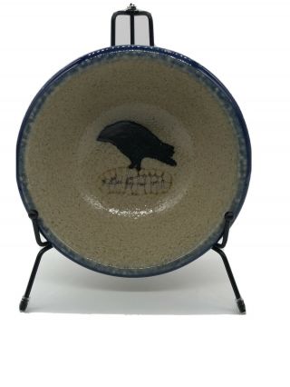 - Monroe Salt Pottery " Black Crow Corn " Soup Bowl 6.  5 " ￼initialed