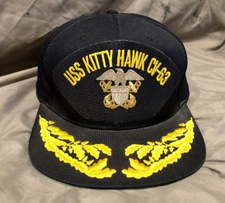 Vintage Uss Kitty Hawk Cv - 63 Snapback Hat Cap
