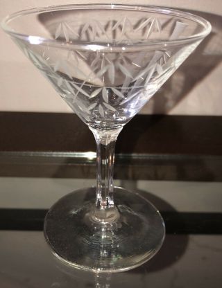 Noritake Sasaki Crystal Etched Bamboo Set 12 Martini Glasses 4 1/8 " Tall.