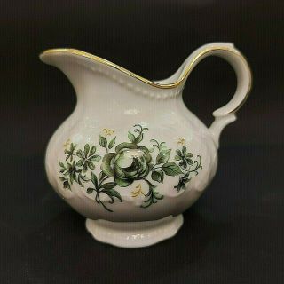 Vintage SELTMANN WEIDEN Bavaria W.  Germany Green Floral Porcelain Sugar & Creamer 2
