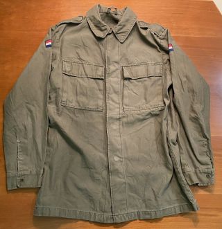 Vintage Size Medium Wahler Dutch Military Field Jacket Green Katoen