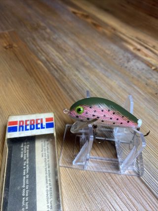 Vintage Fishing Lure Rebel Humpy Floater Rainbow Trout W/box