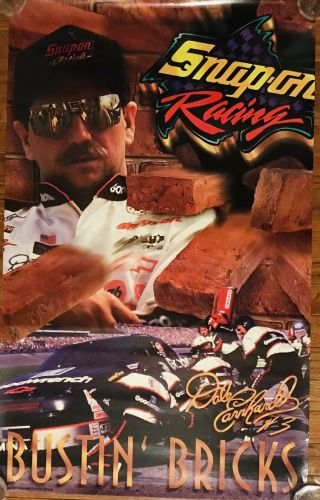 Vintage Dale Earnhardt 3 Snap - On Racing “bustin Bricks” Poster 36 X 22