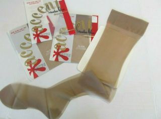 Vintage Nos Accent 3 Pair Thigh High Sheer All Nylon Rh Stockings 9 M
