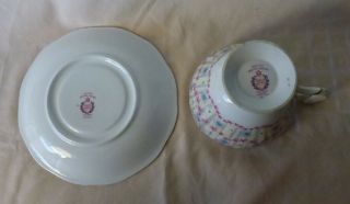1947 QUEEN ANNE Royal Bridal Gown Cup & Saucer Bone China Bow Out ORCHIDS 3