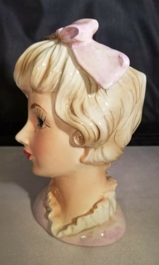 CAFFCO JAPAN Vintage Lady Head Vase Headvase Pink Bow,  E - 3293 3