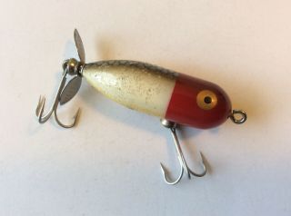 Vintage Heddon Tiny Torpedo Lure,  Red Head/silver Flitter - Gold Eye.