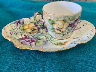 Vintage Al Limoges France Floral Breakfast Tea Cup & Saucer