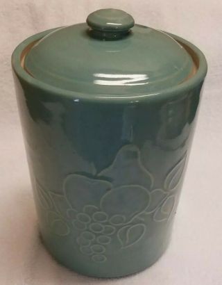 Round Cookie Jar Large Usa Glazed Stoneware Crock Canister Vintage Antique
