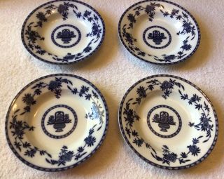 Delft England Flow Blue Semi Porcelain China Soup/salad Bowl Set Of 4