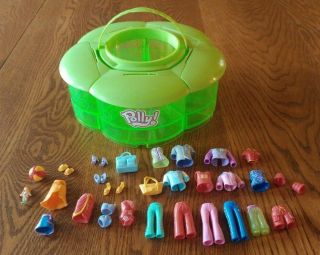 Polly Pocket 2004 Flower Storage Carry Organizer Case & Clothing / Accessories