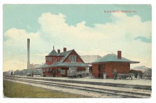 Antique Postcard B & O Railroad Depot Seymour Indiana
