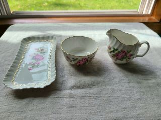Vintage Adderley Tea Set,  Roses: Creamer Sugar Bowl Fine Bone China England
