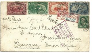 United States Scott 279,  285 - 8 On 1898 Registered Cover To Bavaria Germany