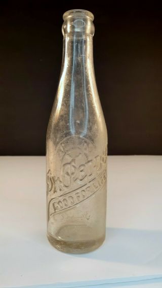 Vintage Clear Embossed 10 - 2 - 4 Dr.  Pepper Bottle 6 1/2 Oz.  Tom Buck Columbus Ga