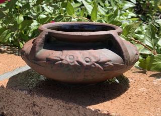 Peters And Reed Pottery Moss Aztec Hanging Basket Bowl Shape 412 (1920)