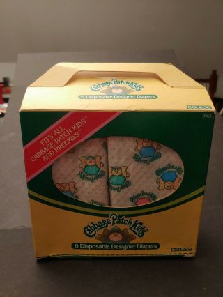 1984 Coleco Cabbage Patch Kids & Preemie 6 Disposable Designer Doll Diapers Nib