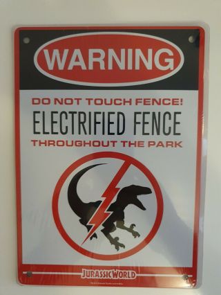 Loot Crate Exclusive Jurassic World Electrified Fence Warning Sign 10x8 "