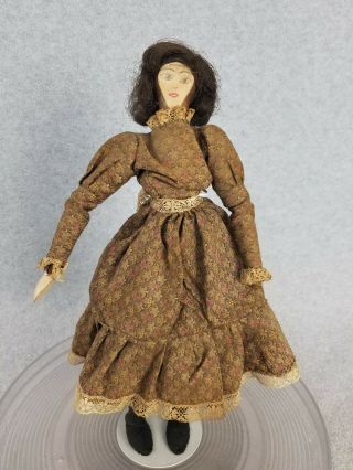 12 " Vintage Carved Unique Articulated Wood Wooden Jointed Doll With Missing Hand