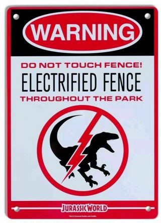 Loot Crate Exclusive Jurassic Park Jurassic World Warning Metal Sign