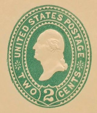 US Stamps,  Cut Square,  U320,  2c Green on Buff Washington,  CV $125 2