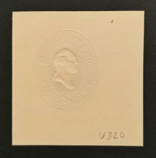 US Stamps,  Cut Square,  U320,  2c Green on Buff Washington,  CV $125 3