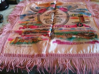 Vtg Ww2 Sister Military Pillow Sham Cover Silk Us Army Aircorps Barksdale Field