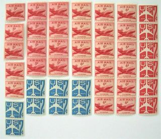 Us Airmail Stamps: C37,  C41,  C52,  & C61: Pairs&strips,  1 Single: 43 Total Mnh Og
