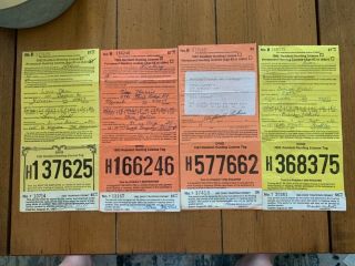 Four Ohio Resident Hunting License Tags With Trapping Permit Stamp