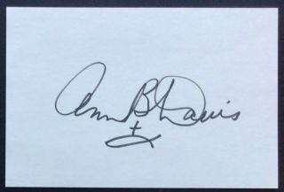 Ann B.  Davis Signed 3 X 5 Index Card / Autographed The Brady Bunch