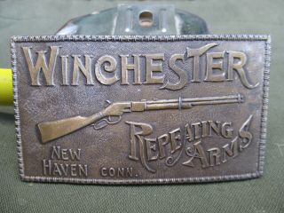 Vtg Winchester Repeating Arms Brass Belt Buckle,  Lewis Buckles,  Chicago,  Us Made