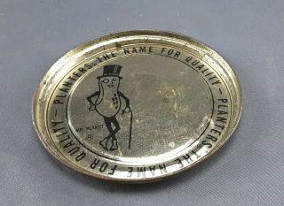 Vintage Mr.  Peanut Tin Container Lid 4 Inch