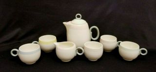 Vtg Child Homer Laughlin Tea Pot 4 Cups Set Sugar Bowl Pitcher Pastel Eggshell