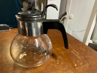 Vintage Gemco The Whistler 4 Cup Mini Glass Coffee Tea Pot W/ Heat Ring E30
