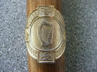 Walking Stick Badge Brass Irish Harp Celtic Cross 3.  5 Cm High,  Ireland,  Eire.