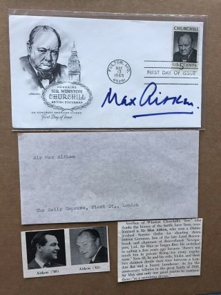 Sir Max Aitken Signed On Us Fdc 1264 Sir Churchill 