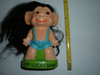 EXTREMELY RARE Vintage My Lucky Bank Troll Glass Eyes and Stopper Japan 2
