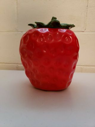 Vintage Hull Pottery Cookie Jar Canister Strawberry 9 - 3/4 " Usa