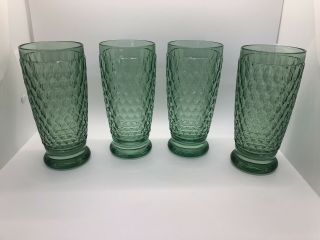 Set Of 4 Of Villeroy & Boch Boston Green Water Glasses Highball